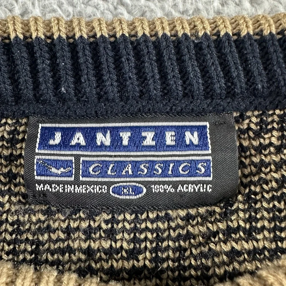 Vintage Jantzen‎ Pattern Sweater Mens XL Geometric Brown Black Grandpacore Retro